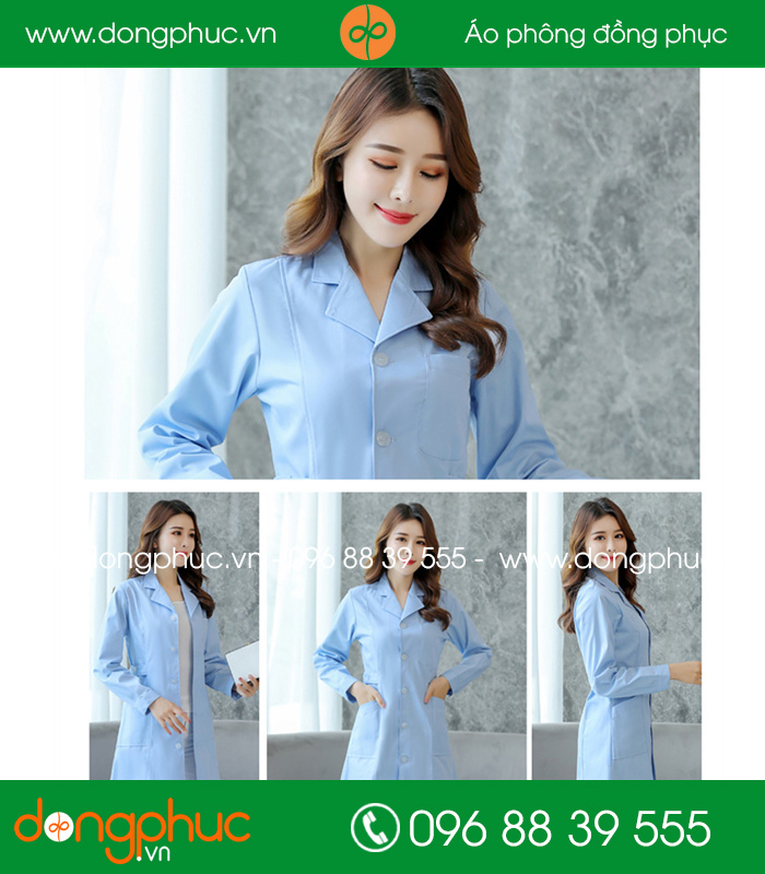 Áo blouse đồng phục y tá - Bác sĩ màu xanh lơ